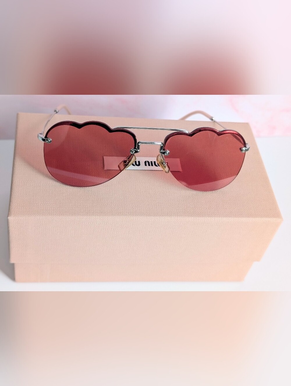 NWT Miu Miu Pink Cloud Irregular Sunglasses 58mm MSRP $418